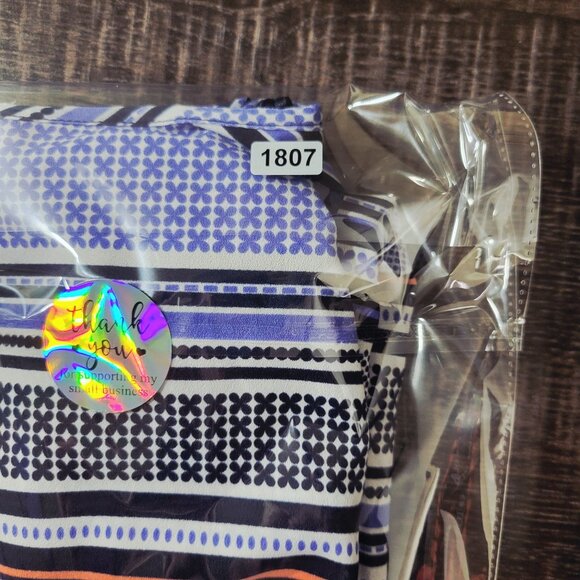 Croft & Barrow‎ Womens Blouse S Blue White Black Striped Geometric 3/4 Sleeve - Picture 11 of 11